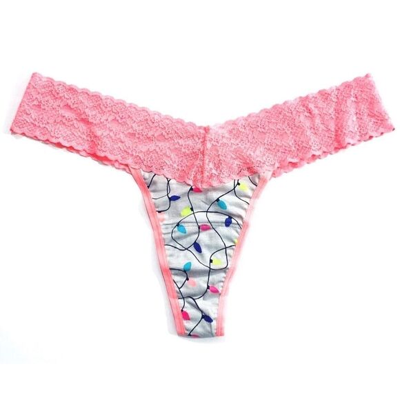 Victorias Secret Cotton-lace One Size fits All S M L Thong Citrus pink Lights - Picture 1 of 2